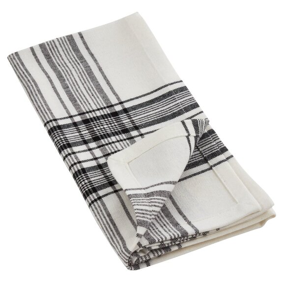 Farmhouse Black & Off White Plaid 16x72 in Runner & 4 pcs 20 in Cloth Napkins - Picture 5 of 5